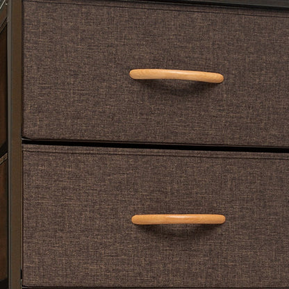 18" Brown Steel and Fabric Six Drawer Chest HomeRoots