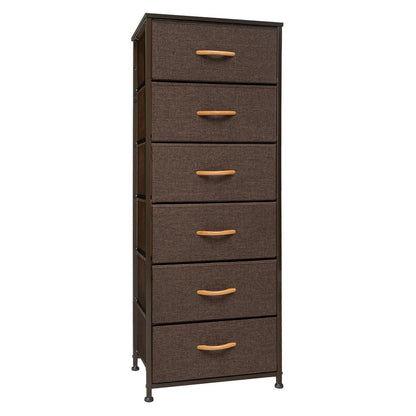 18" Brown Steel and Fabric Six Drawer Chest HomeRoots