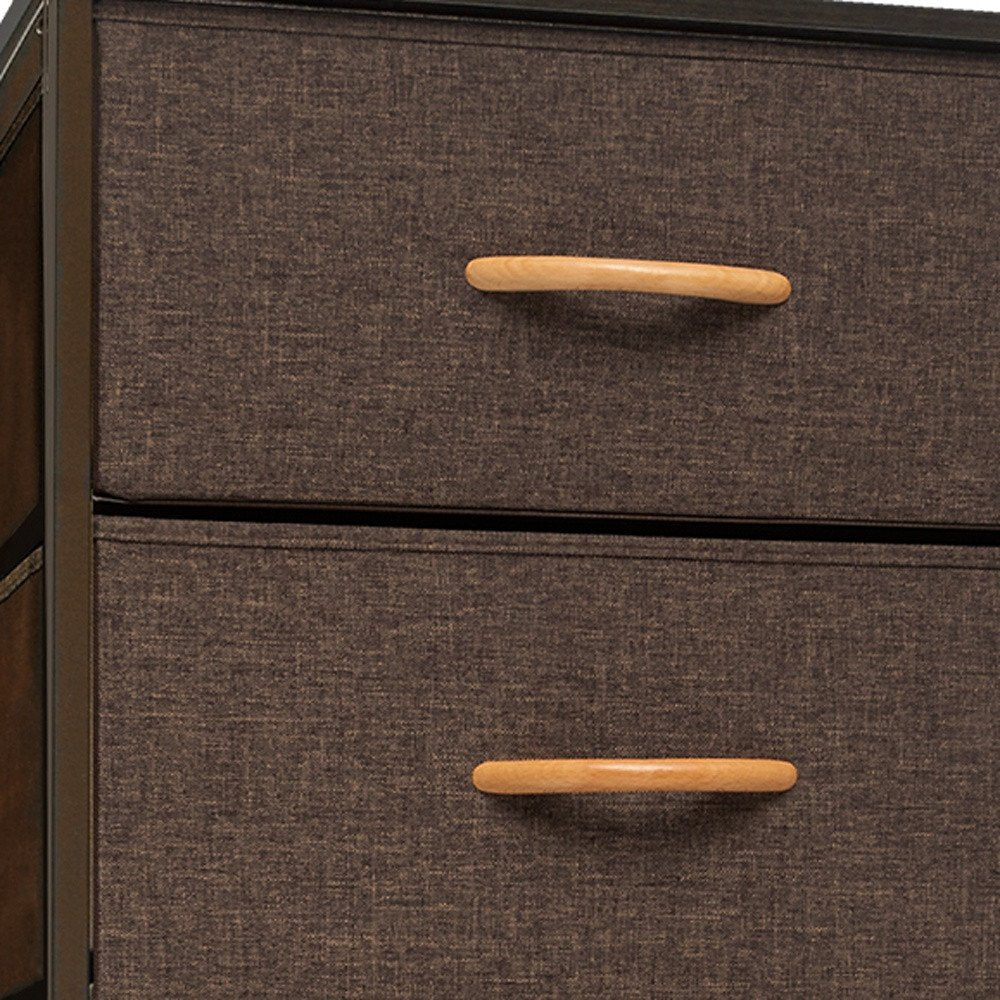 18" Brown Steel and Fabric Six Drawer Chest HomeRoots