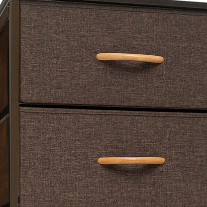 18" Brown Steel and Fabric Six Drawer Chest HomeRoots
