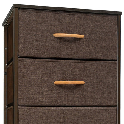 18" Brown Steel and Fabric Six Drawer Chest HomeRoots