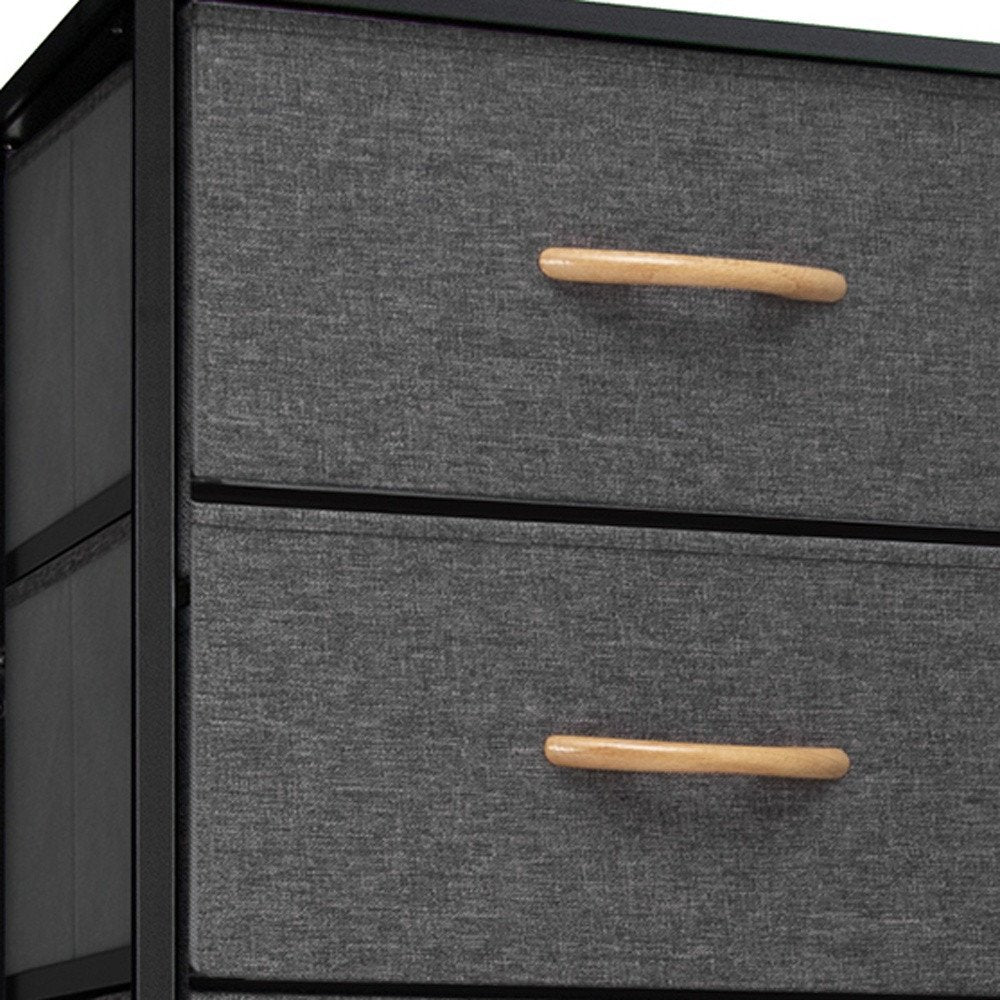18" Gray And Black Steel and Fabric Six Drawer Dresser HomeRoots