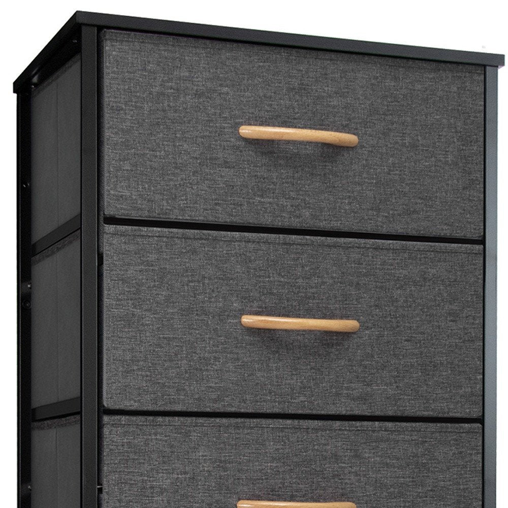 18" Gray And Black Steel And Fabric Six Drawer Dresser HomeRoots