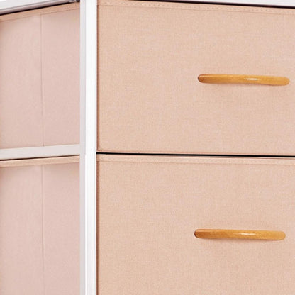 18" Pink and White Steel and Fabric Six Drawer Chest HomeRoots