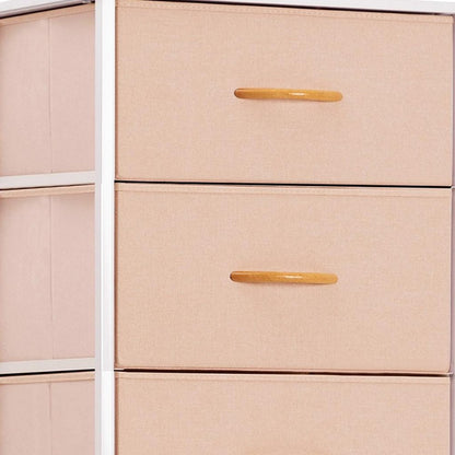 18" Pink and White Steel and Fabric Six Drawer Chest HomeRoots