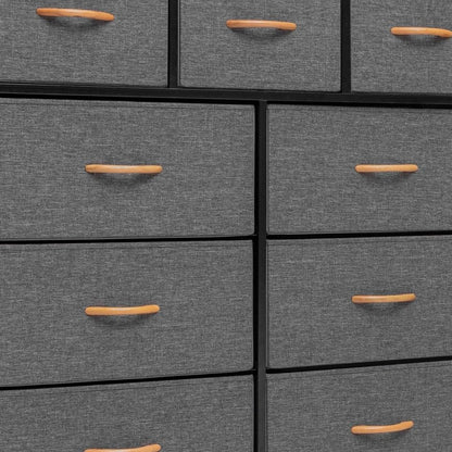 39" Gray and White Steel and Fabric Nine Drawer Triple Dresser HomeRoots