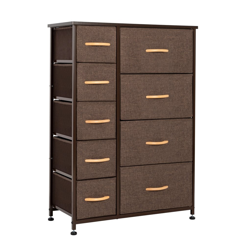 27" Brown Steel and Fabric Nine Drawer Combo Dresser HomeRoots