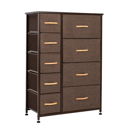 27" Brown Steel and Fabric Nine Drawer Combo Dresser HomeRoots