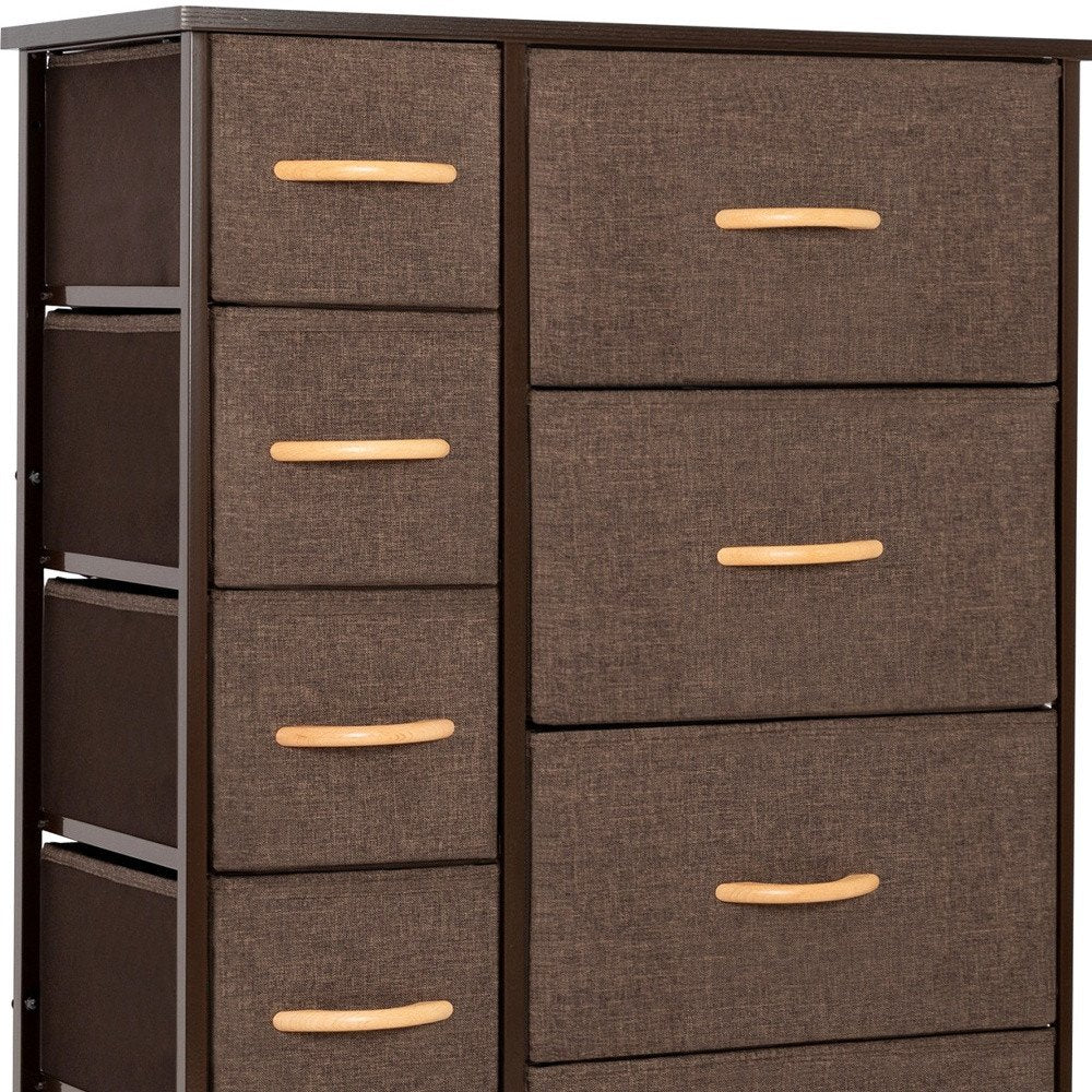27" Brown Steel and Fabric Nine Drawer Combo Dresser HomeRoots