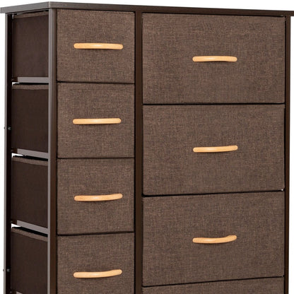 27" Brown Steel and Fabric Nine Drawer Combo Dresser HomeRoots