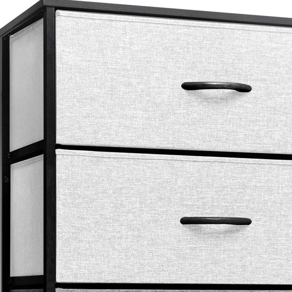 23" Gray and Black Steel and Fabric Five Drawer Double Dresser HomeRoots