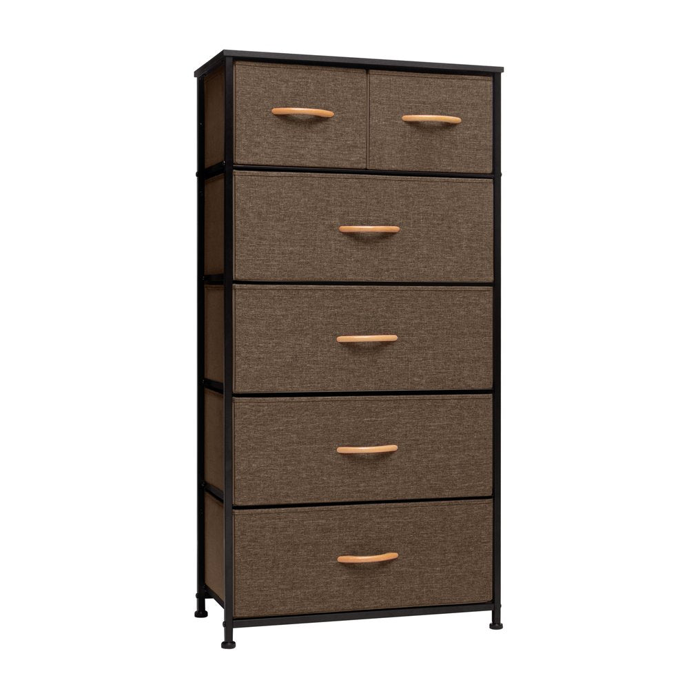 23" Brown Steel and Fabric Six Drawer Combo Dresser HomeRoots