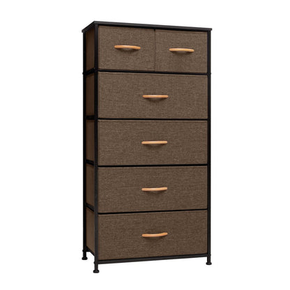 23" Brown Steel and Fabric Six Drawer Combo Dresser HomeRoots