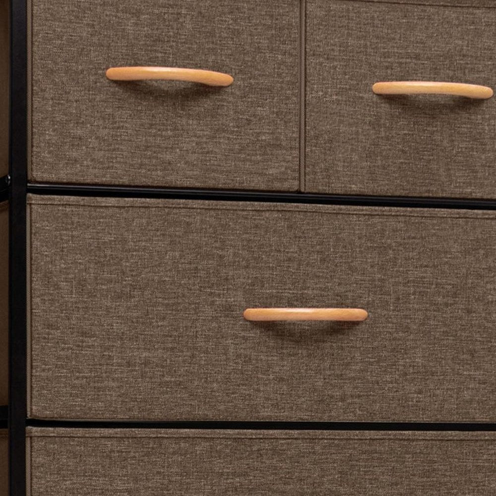 23" Brown Steel and Fabric Six Drawer Combo Dresser HomeRoots