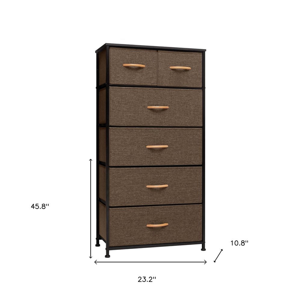 23" Brown Steel and Fabric Six Drawer Combo Dresser HomeRoots