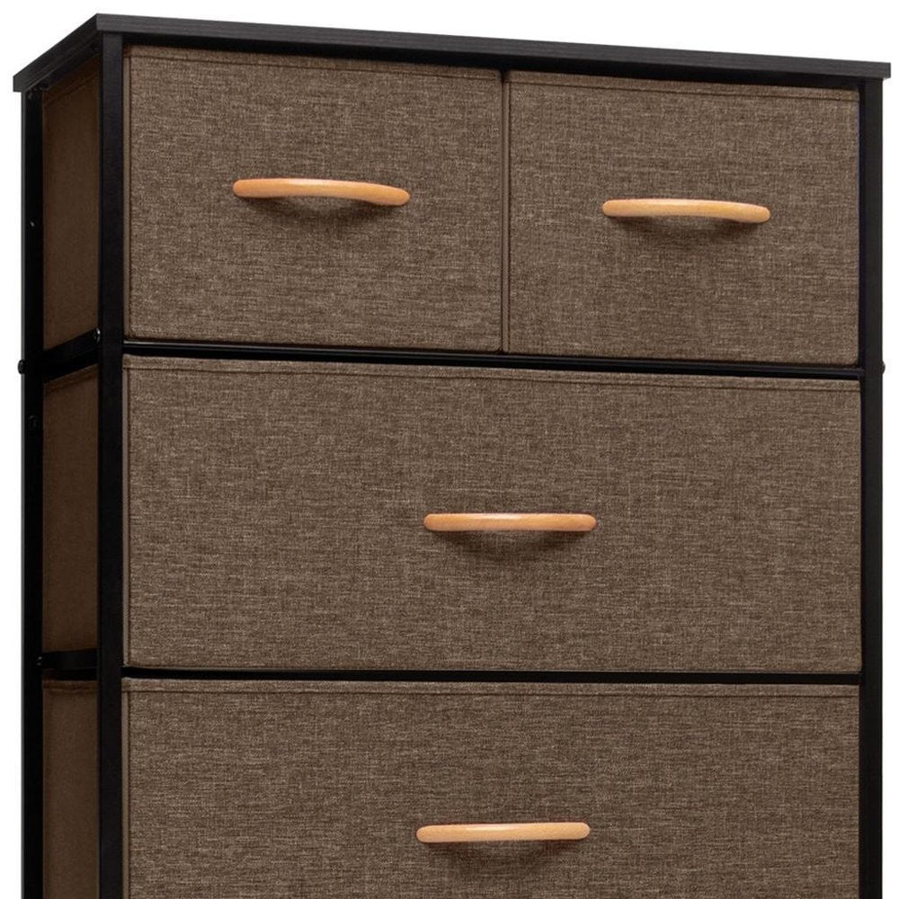 23" Brown Steel and Fabric Six Drawer Combo Dresser HomeRoots