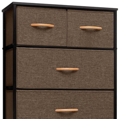 23" Brown Steel and Fabric Six Drawer Combo Dresser HomeRoots