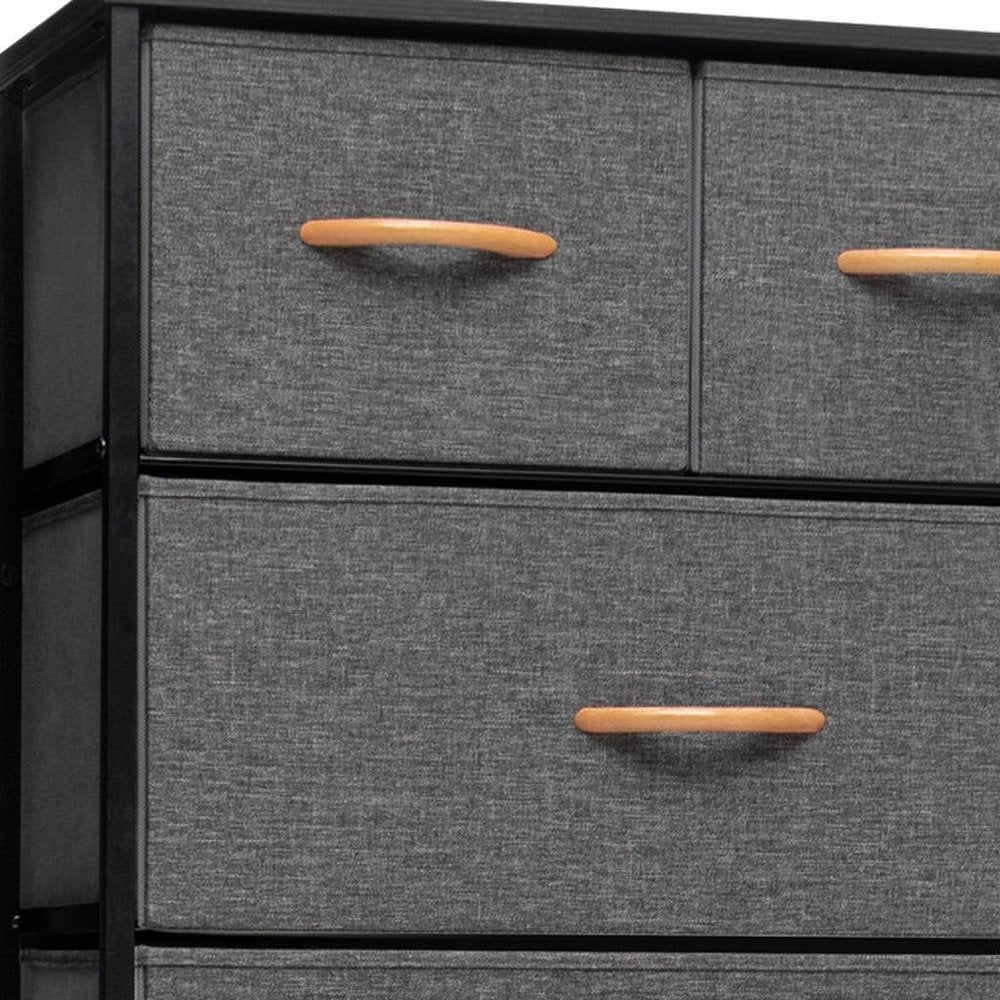 23" Gray and Black Steel and Fabric Six Drawer Chest HomeRoots