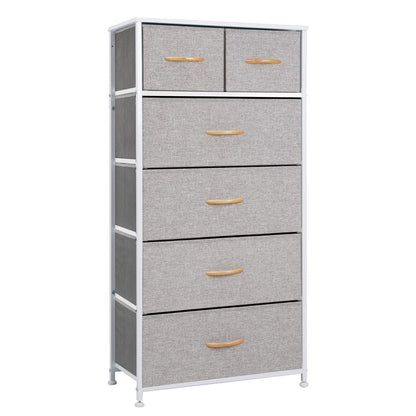 23" Gray and White Steel and Fabric Six Drawer Chest HomeRoots