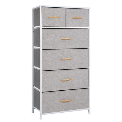 23" Gray and White Steel and Fabric Six Drawer Chest HomeRoots