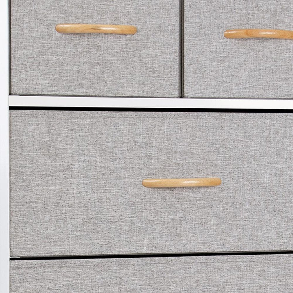 23" Gray and White Steel and Fabric Six Drawer Chest HomeRoots
