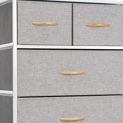 23" Gray and White Steel and Fabric Six Drawer Chest HomeRoots
