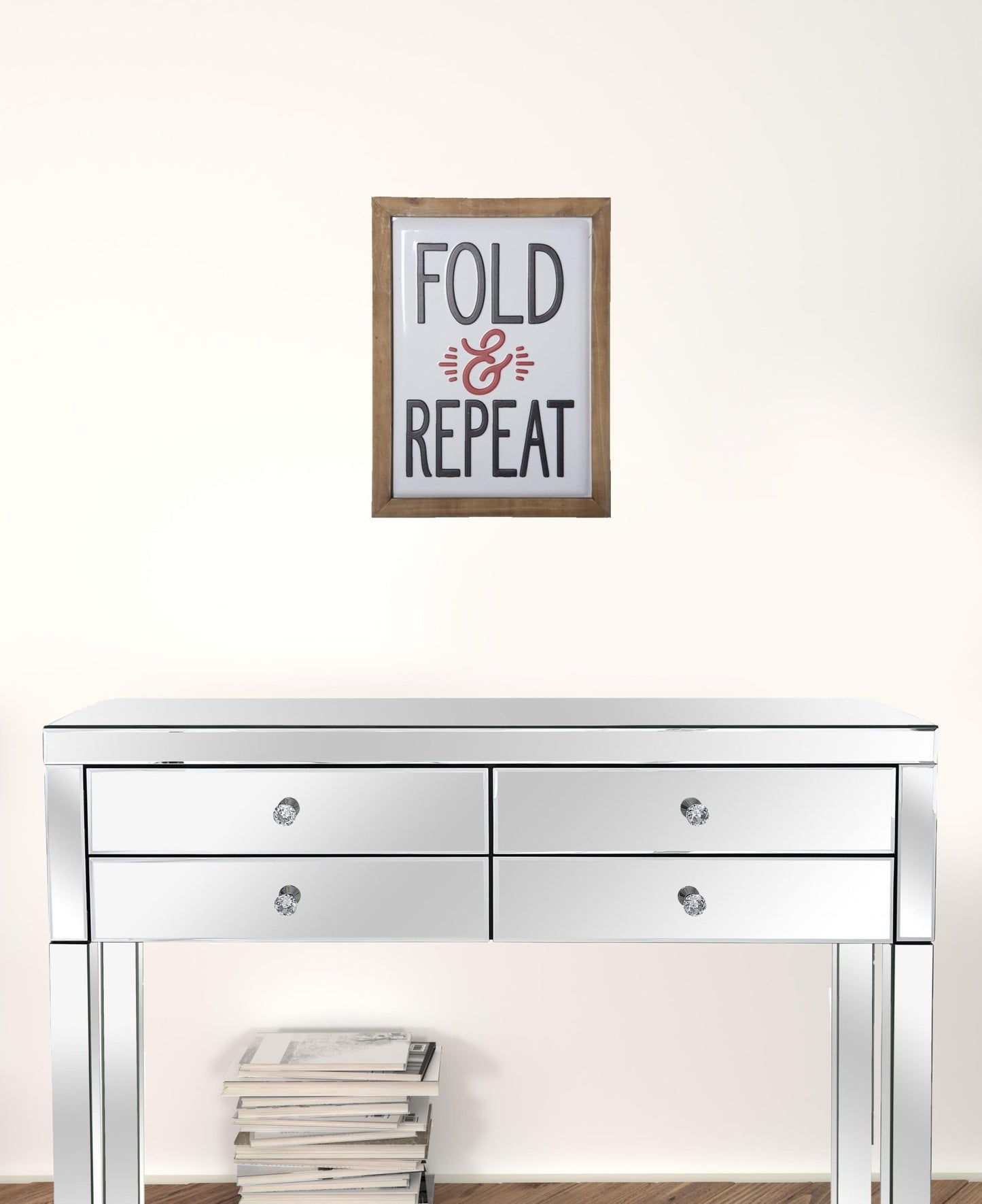 Black and White Metal Fold and Repeat Laundry Room Wall Decor