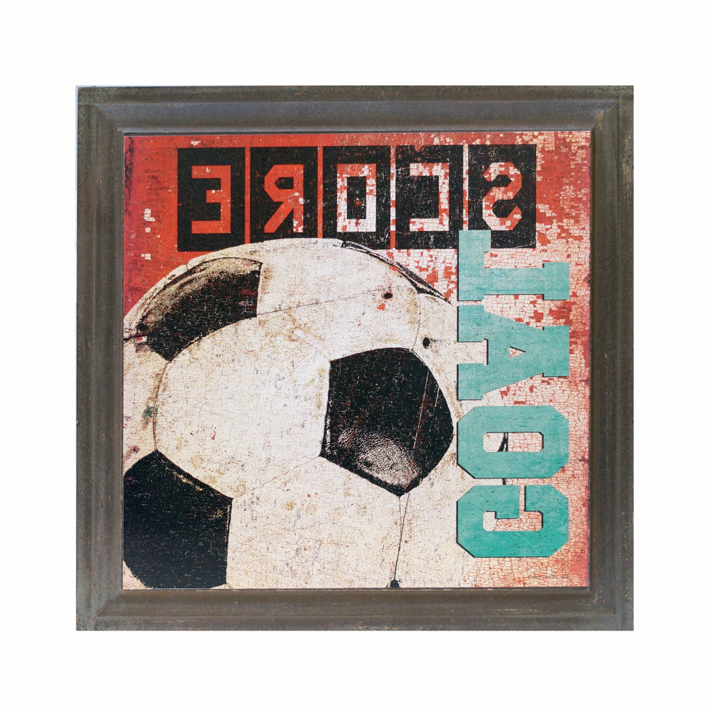 15" Rustic Soccer Score Framed Wall Decor