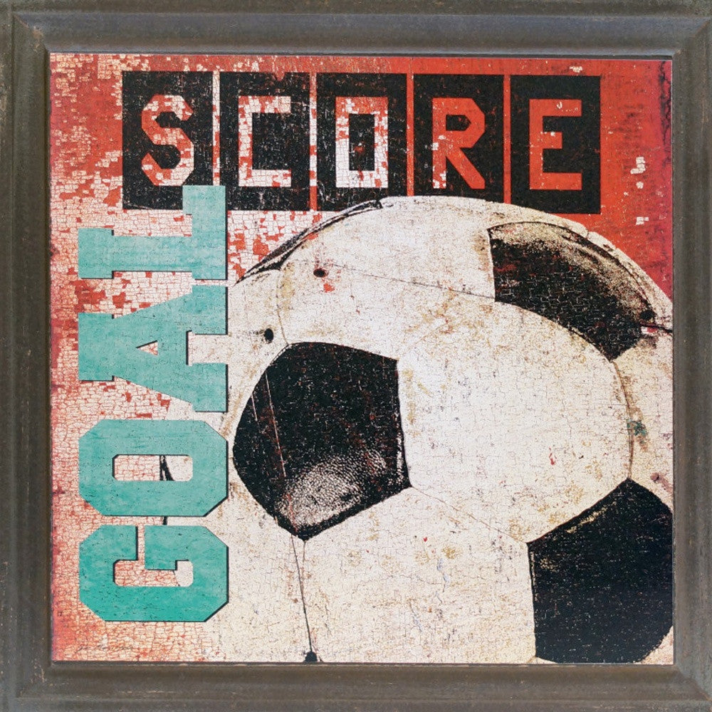 15" Rustic Soccer Score Framed Wall Decor