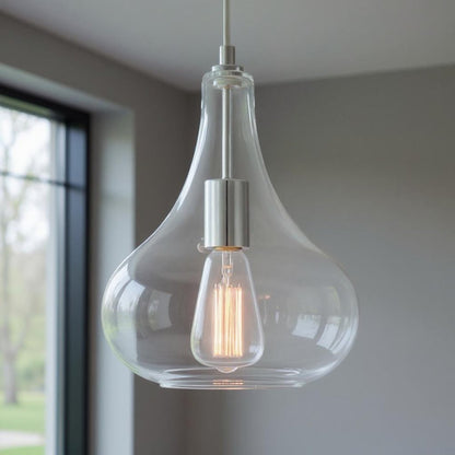 Silver Candle Style Metal Dimmable Chandelier With Clear Shades