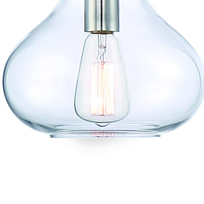 Silver Candle Style Metal Dimmable Chandelier With Clear Shades