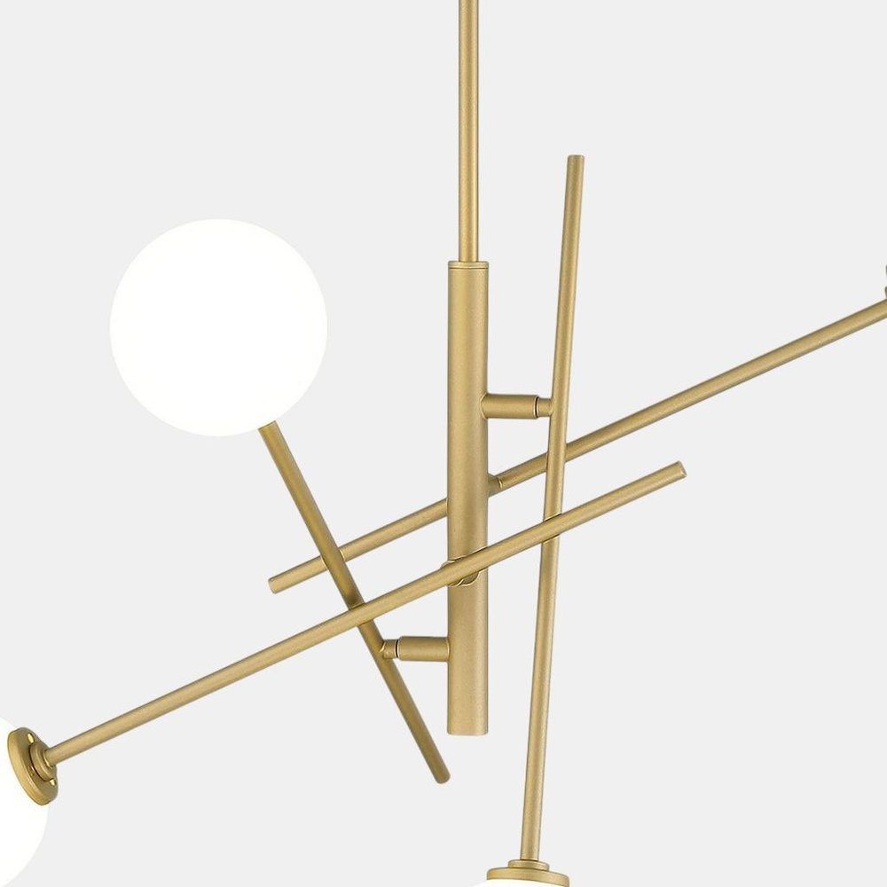 Brass Candle Style Four Light Metal Dimmable Chandelier With White Shades — view 9