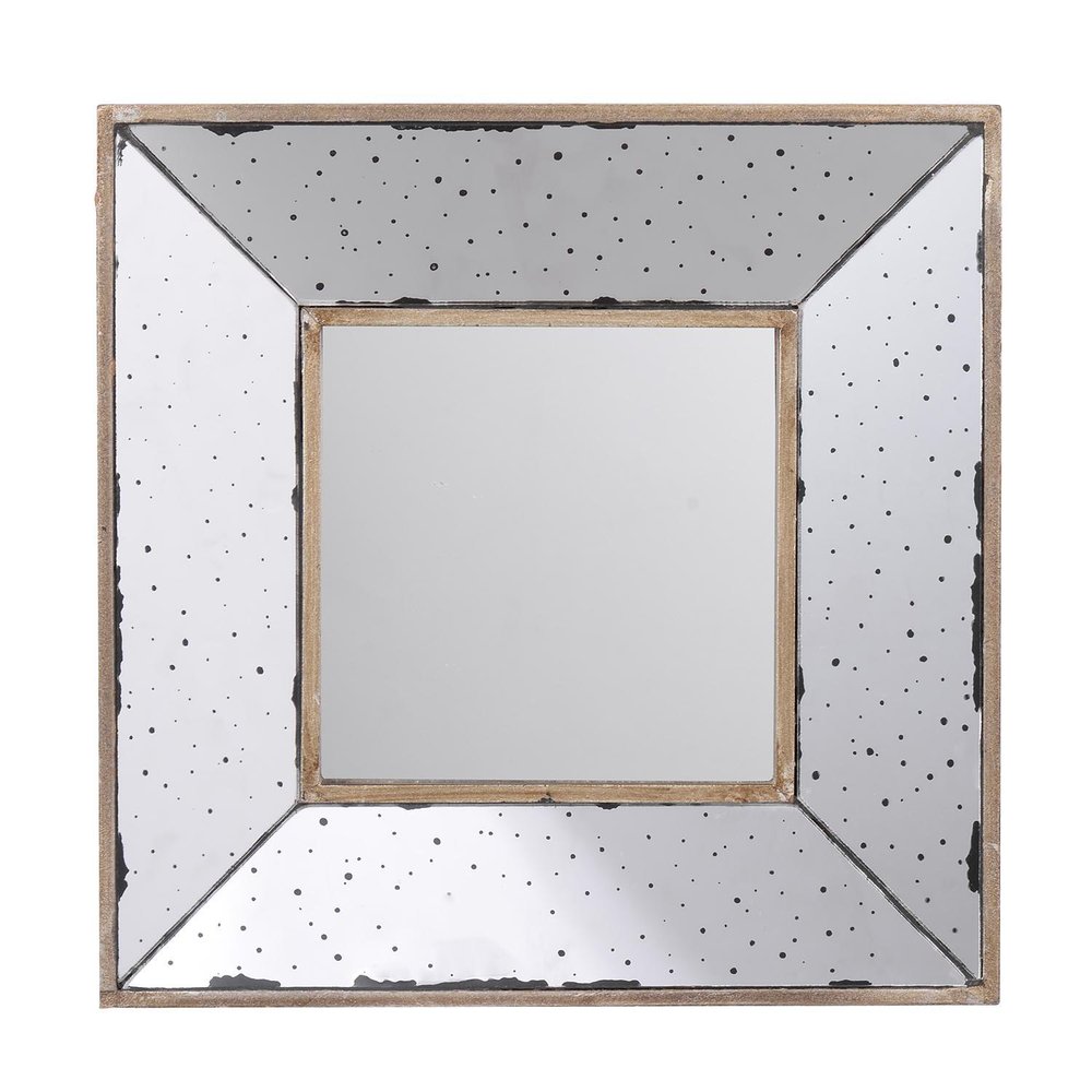 12" Square Wall Mounted Vintage Style Glass Frame Accent Mirror HomeRoots