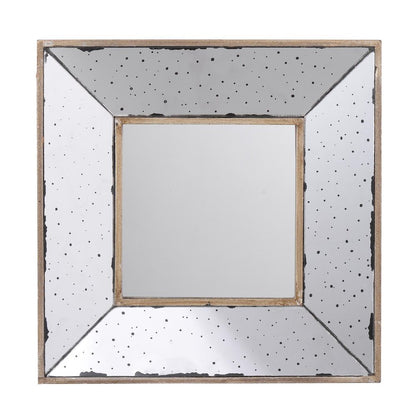 12" Square Wall Mounted Vintage Style Glass Frame Accent Mirror HomeRoots