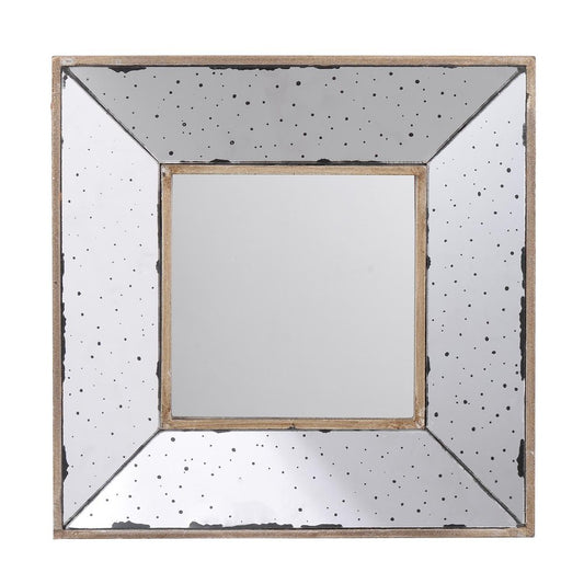 12" Square Wall Mounted Vintage Style Glass Frame Accent Mirror HomeRoots