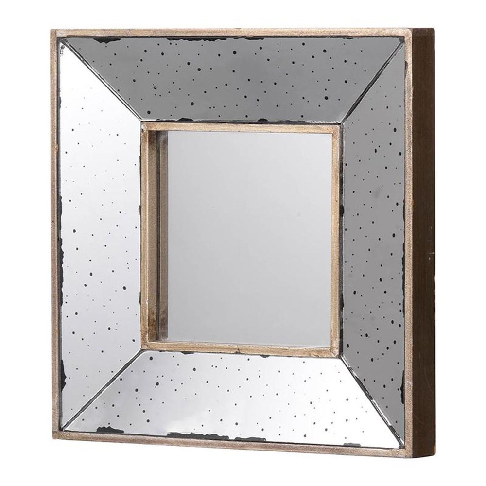 12" Square Wall Mounted Vintage Style Glass Frame Accent Mirror HomeRoots