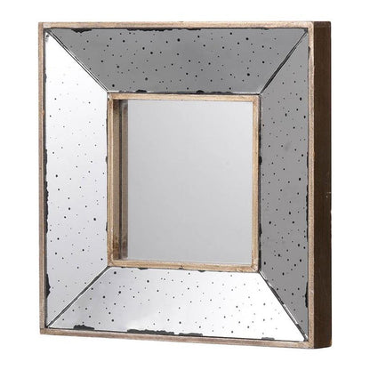 12" Square Wall Mounted Vintage Style Glass Frame Accent Mirror HomeRoots