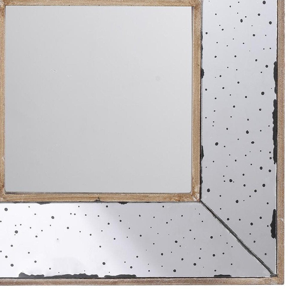 12" Square Wall Mounted Vintage Style Glass Frame Accent Mirror HomeRoots