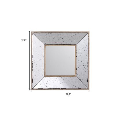 12" Square Wall Mounted Vintage Style Glass Frame Accent Mirror HomeRoots