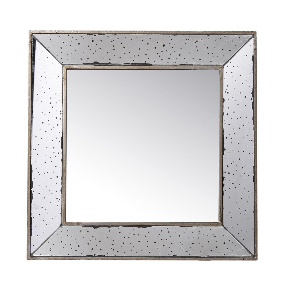 18" Brown Square Metal Framed Antiqued Glass Accent Mirror HomeRoots