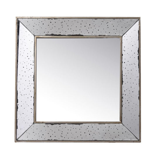 18" Brown Square Metal Framed Antiqued Glass Accent Mirror HomeRoots