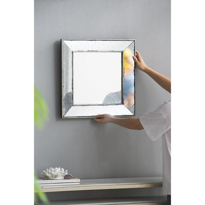 18" Brown Square Metal Framed Antiqued Glass Accent Mirror HomeRoots