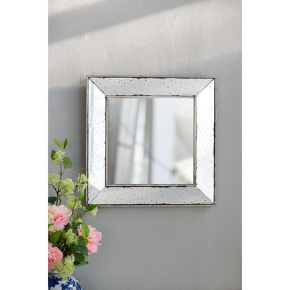 18" Brown Square Metal Framed Antiqued Glass Accent Mirror HomeRoots