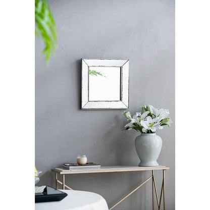 18" Brown Square Metal Framed Antiqued Glass Accent Mirror HomeRoots