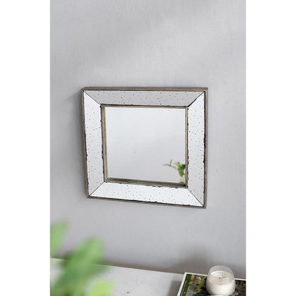 18" Brown Square Metal Framed Antiqued Glass Accent Mirror HomeRoots