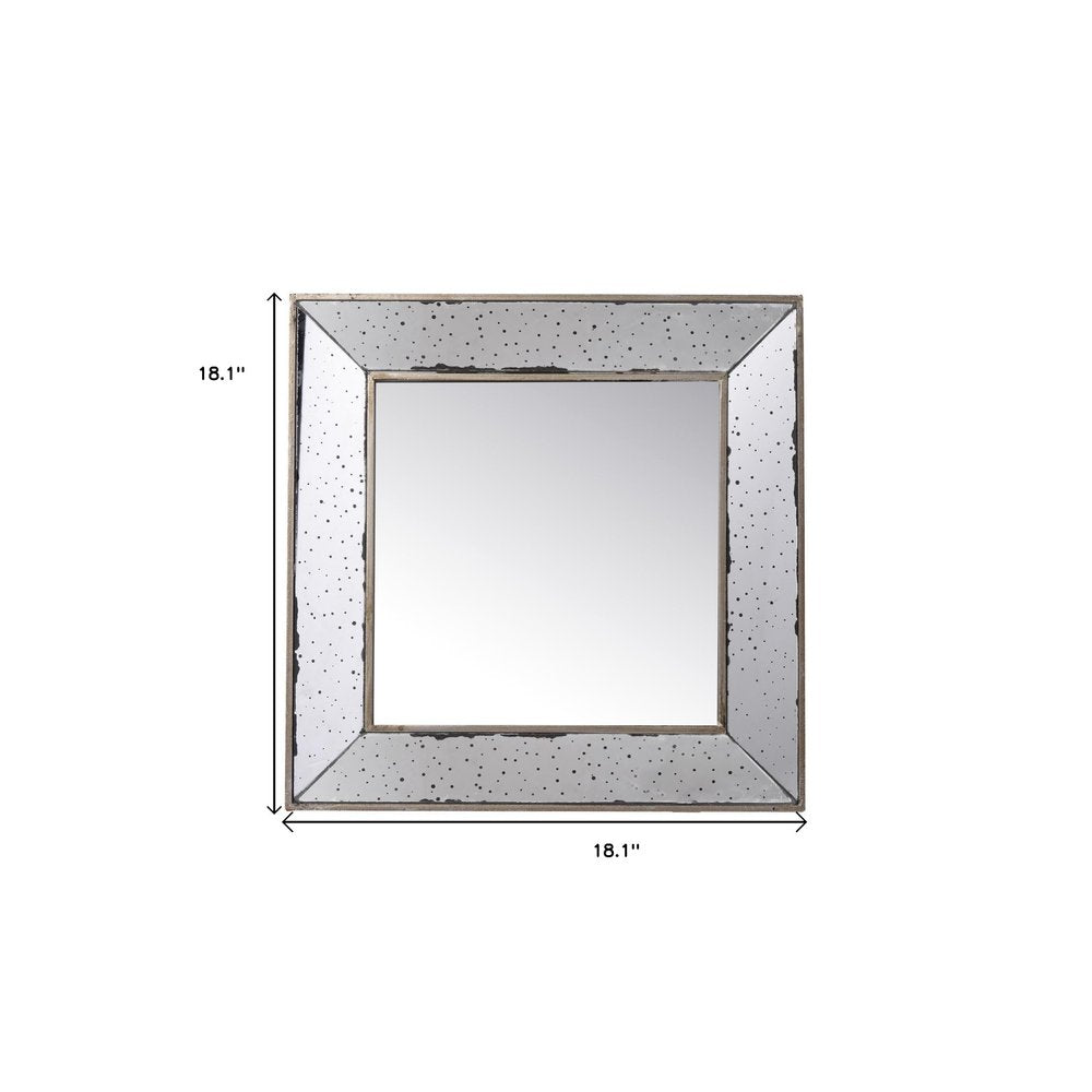 18" Brown Square Metal Framed Antiqued Glass Accent Mirror HomeRoots