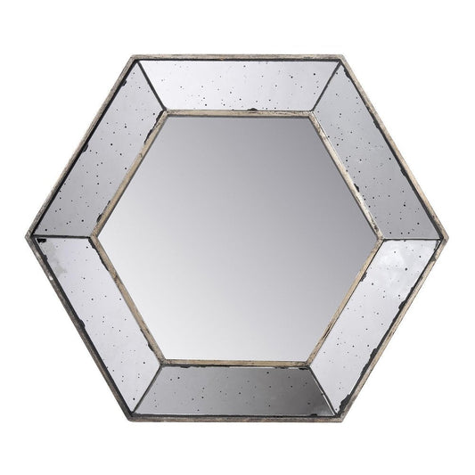 18" Hexagon Wall Mounted Vintage Style Glass Frame Accent Mirror HomeRoots