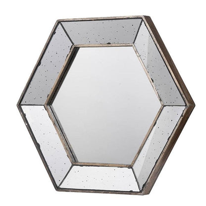 18" Hexagon Wall Mounted Vintage Style Glass Frame Accent Mirror HomeRoots