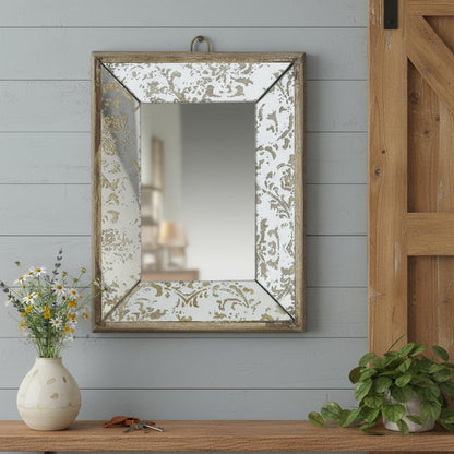 12" Silver Metal Framed Antiqued Glass Accent Mirror HomeRoots