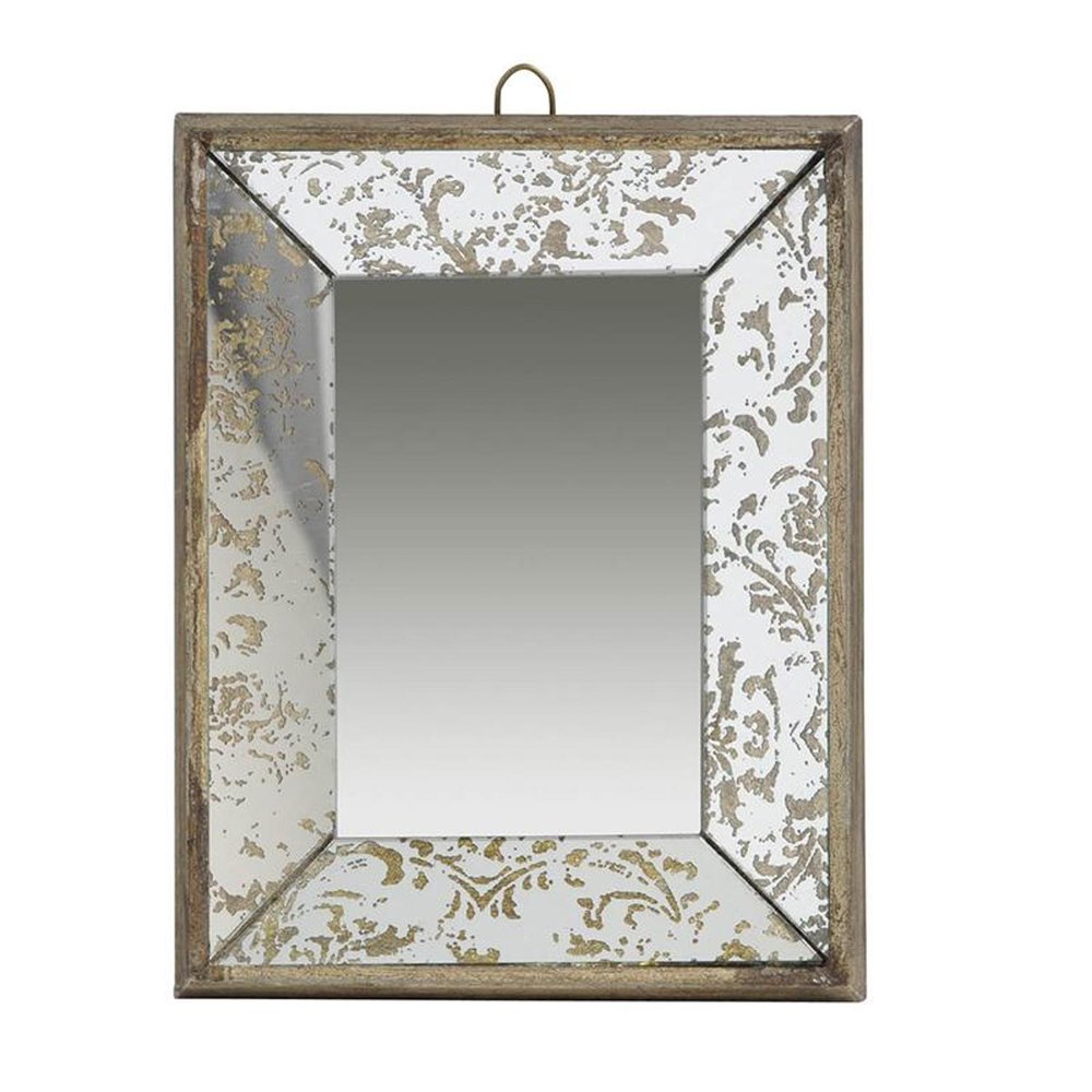12" Silver Metal Framed Antiqued Glass Accent Mirror HomeRoots